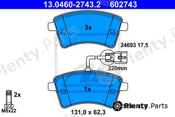  ATE part 13.0460-2743.2 (13046027432) Brake Pad Set, disc brake