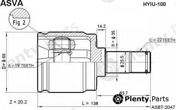  ASVA part HYIU100 Joint Kit, drive shaft