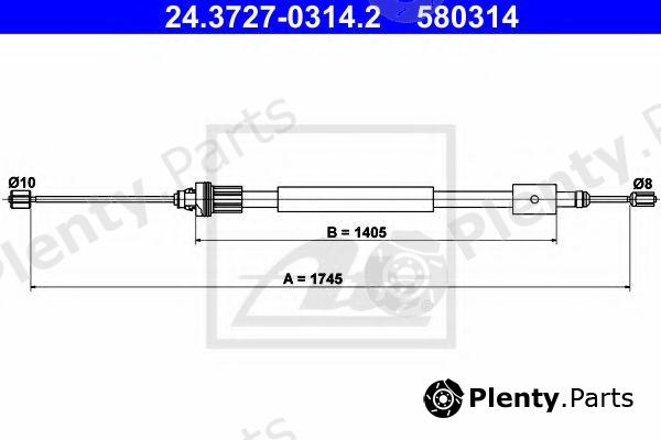  ATE part 24.3727-0314.2 (24372703142) Cable, parking brake