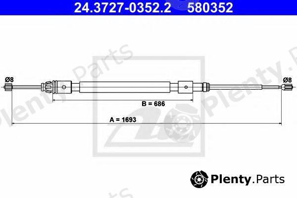  ATE part 24.3727-0352.2 (24372703522) Cable, parking brake