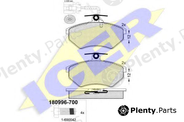  ICER part 180996 Brake Pad Set, disc brake