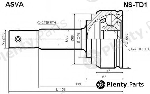  ASVA part NS-TD1 (NSTD1) Joint Kit, drive shaft