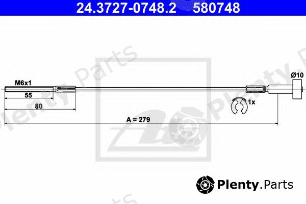  ATE part 24.3727-0748.2 (24372707482) Cable, parking brake