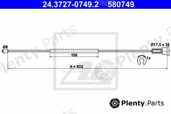  ATE part 24.3727-0749.2 (24372707492) Cable, parking brake