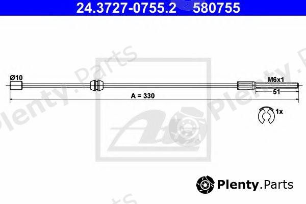  ATE part 24.3727-0755.2 (24372707552) Cable, parking brake