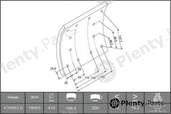  FERODO part K19716.0-F3656 (K197160F3656) Brake Lining Kit, drum brake