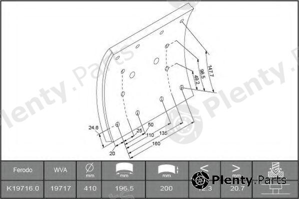 FERODO part K19716.0-F3656 (K197160F3656) Brake Lining Kit, drum brake