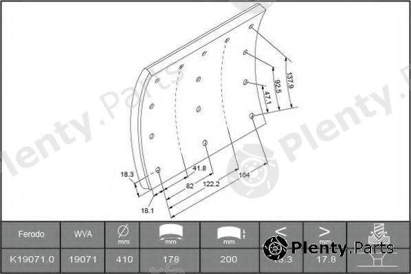 FERODO part K19071.0-F3658 (K190710F3658) Brake Lining Kit, drum brake