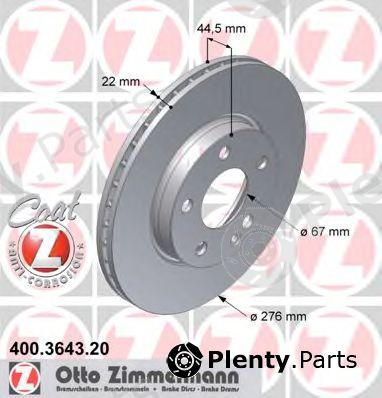  ZIMMERMANN part 400.3643.20 (400364320) Brake Disc