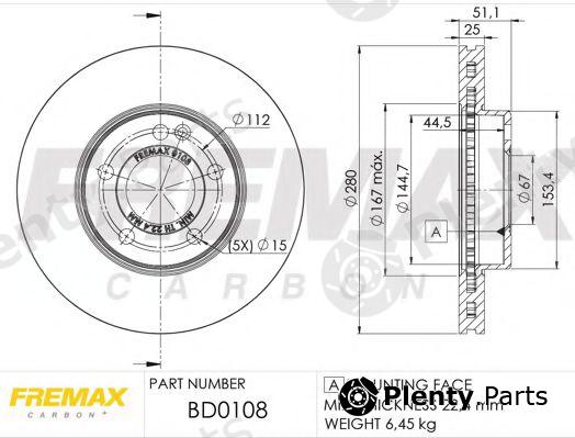  FREMAX part BD-0108 (BD0108) Brake Disc