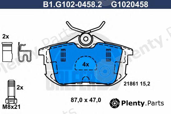  GALFER part B1.G102-0458.2 (B1G10204582) Brake Pad Set, disc brake