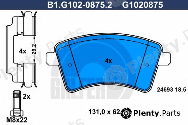  GALFER part B1.G102-0875.2 (B1G10208752) Brake Pad Set, disc brake