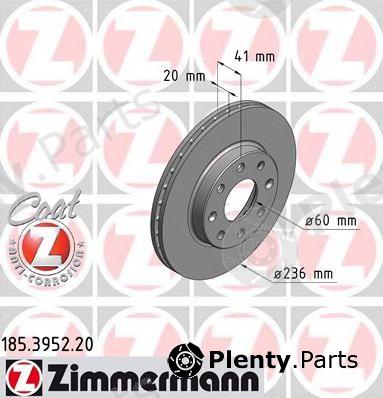  ZIMMERMANN part 185.3952.20 (185395220) Brake Disc