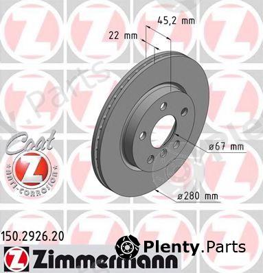  ZIMMERMANN part 150.2926.20 (150292620) Brake Disc