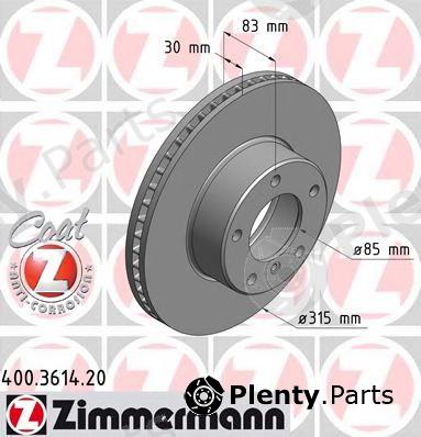 ZIMMERMANN part 400.3614.20 (400361420) Brake Disc