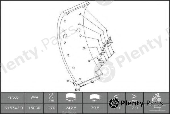  FERODO part K157420F3549 Brake Lining Kit, drum brake