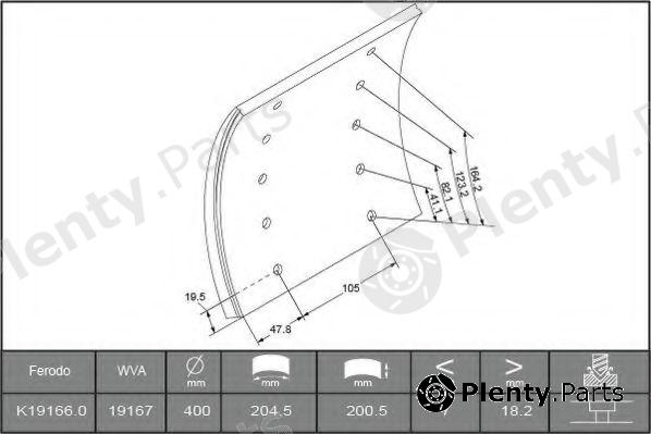  FERODO part K19166.0-F3670 (K191660F3670) Brake Lining Kit, drum brake