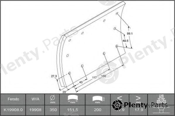  BERAL part 1990818100016476 Brake Lining Kit, drum brake