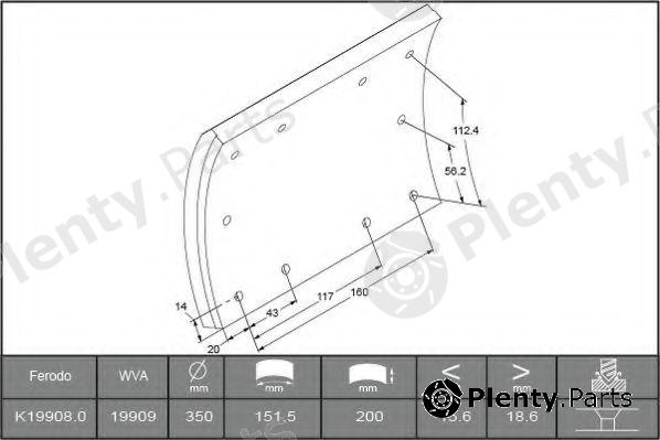  BERAL part 1990818100016476 Brake Lining Kit, drum brake