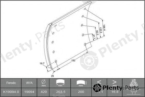  FERODO part K19094.0-F3658 (K190940F3658) Brake Lining Kit, drum brake