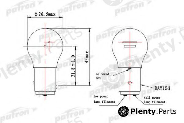  PATRON part PLP21/5W (PLP215W) Bulb, indicator; Bulb, brake-/taillight; Bulb, stop light; Bulb, tail light; Bulb, park-/position light; Bulb, indicator; Bulb, brake-/taillight; Bulb, stop light; Bulb, tail light; Bulb, fog-/taillight
