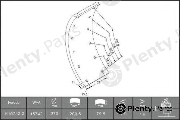  FERODO part K157420F3549 Brake Lining Kit, drum brake
