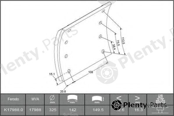  FERODO part K17988.0-F3661 (K179880F3661) Brake Lining Kit, drum brake