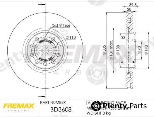  FREMAX part BD-3608 (BD3608) Brake Disc