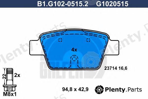  GALFER part B1.G102-0515.2 (B1G10205152) Brake Pad Set, disc brake