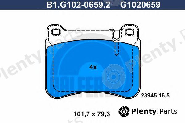  GALFER part B1.G102-0659.2 (B1G10206592) Brake Pad Set, disc brake