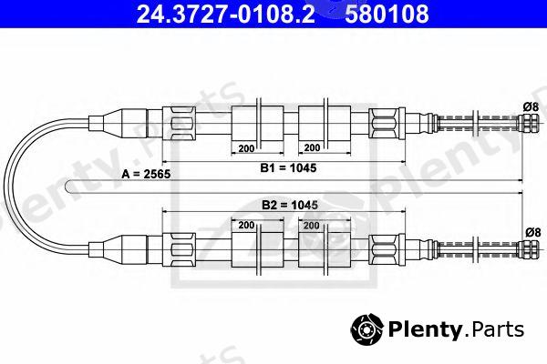  ATE part 24.3727-0108.2 (24372701082) Cable, parking brake
