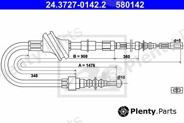  ATE part 24.3727-0142.2 (24372701422) Cable, parking brake