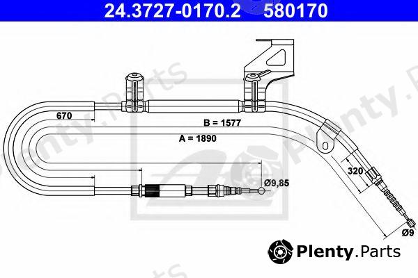  ATE part 24.3727-0170.2 (24372701702) Cable, parking brake