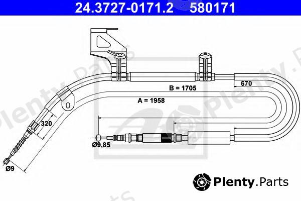  ATE part 24.3727-0171.2 (24372701712) Cable, parking brake