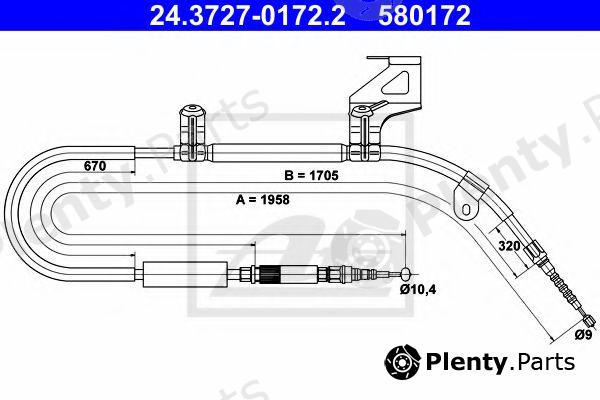  ATE part 24.3727-0172.2 (24372701722) Cable, parking brake