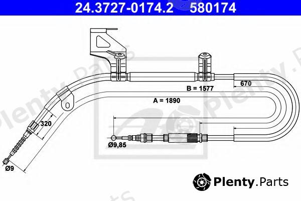  ATE part 24.3727-0174.2 (24372701742) Cable, parking brake