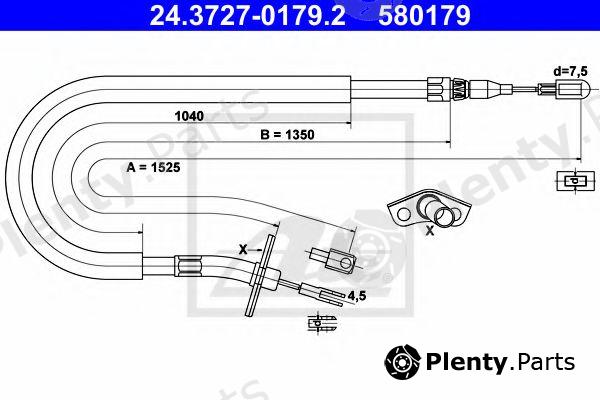  ATE part 24.3727-0179.2 (24372701792) Cable, parking brake