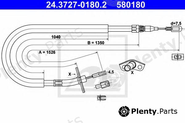  ATE part 24.3727-0180.2 (24372701802) Cable, parking brake