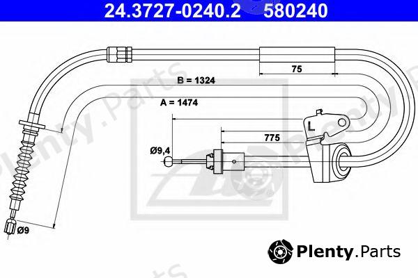  ATE part 24.3727-0240.2 (24372702402) Cable, parking brake