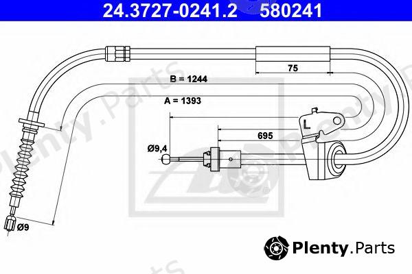  ATE part 24.3727-0241.2 (24372702412) Cable, parking brake