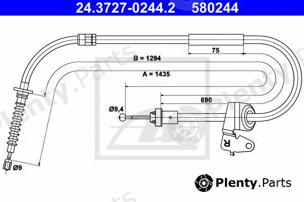  ATE part 24.3727-0244.2 (24372702442) Cable, parking brake