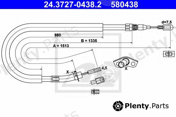  ATE part 24.3727-0438.2 (24372704382) Cable, parking brake