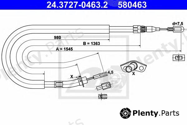  ATE part 24.3727-0463.2 (24372704632) Cable, parking brake