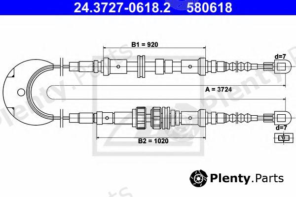  ATE part 24.3727-0618.2 (24372706182) Cable, parking brake