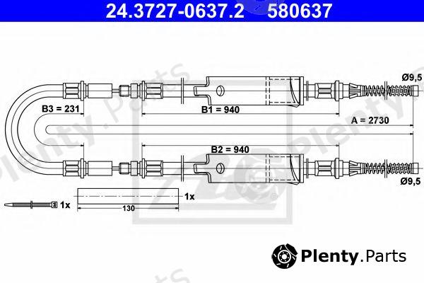  ATE part 24.3727-0637.2 (24372706372) Cable, parking brake