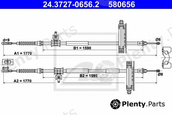  ATE part 24.3727-0656.2 (24372706562) Cable, parking brake