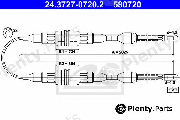  ATE part 24.3727-0720.2 (24372707202) Cable, parking brake
