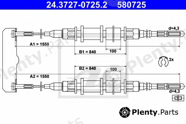  ATE part 24.3727-0725.2 (24372707252) Cable, parking brake