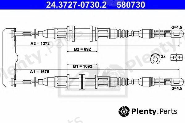  ATE part 24.3727-0730.2 (24372707302) Cable, parking brake
