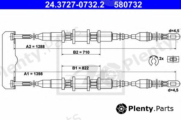  ATE part 24.3727-0732.2 (24372707322) Cable, parking brake